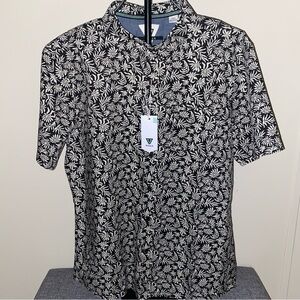 VISSLA NWT Black and White Leaf Print Men's Shirt Size Large